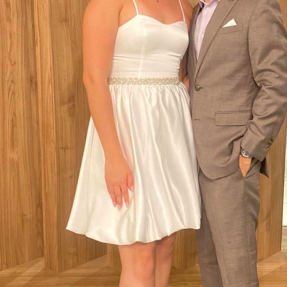 Jules & Cleo bridal cream satin mini dress with pockets Size 2